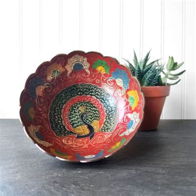  The Bowl with Peacocks :  An Exquisite Display of Intricate Floral Motifs and Celestial Avian Majesty!